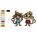 Rocket Monkeys Gus and Wally Embroidery Design